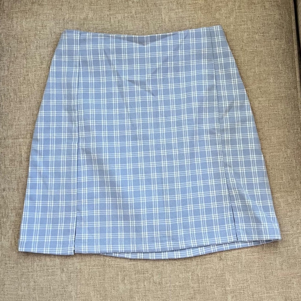 Brandy Melville Blue Plaid Pencil Skirt